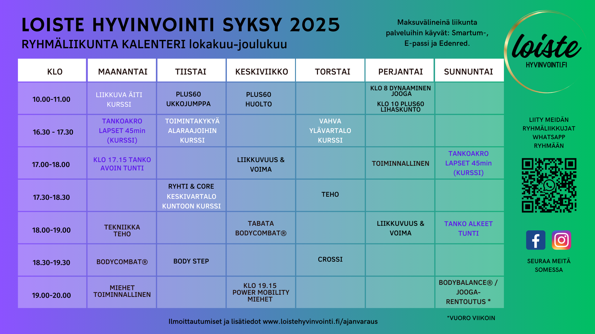 Syksy 2025 ryhmäliikunta